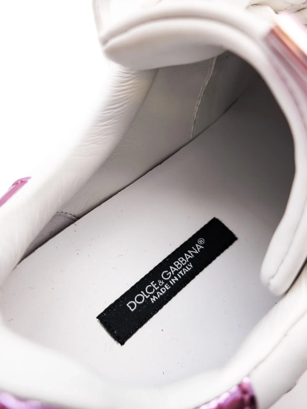Dolce & Gabbana Custom 2 Zero White Lilac Calf Leather Sneakers EU 38